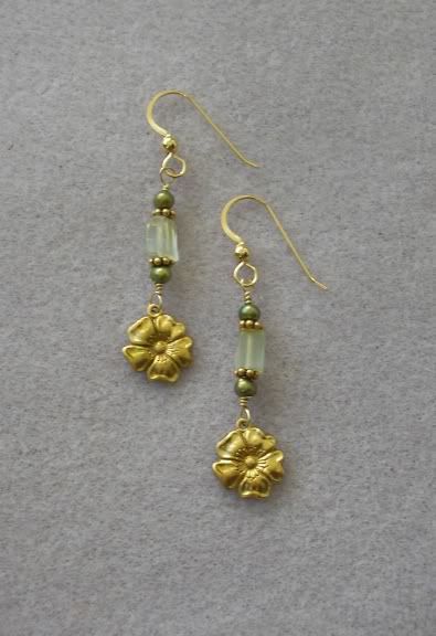 Brass Flower and Prehnite Earrings Project on http://community.making-jewelry.com