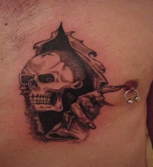 Skull tattoos and creepy tattoos, jester tattoos, gargoyle tattoos,