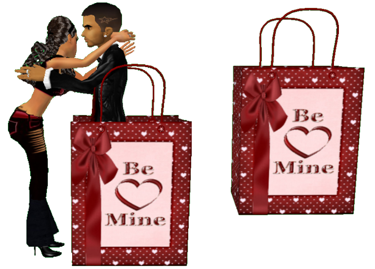 red pink heart gift bag
