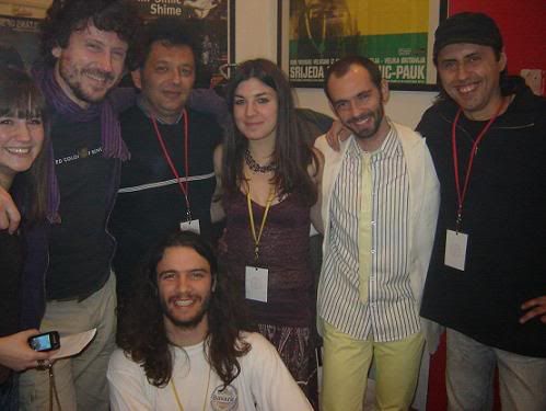 The band (Elena is in the middle) backstage with another band that played the same night - Zabranjeno Puenje (Draen is missing, but the <u>very smart and good-looking</u> girl you see in the left (who just so happens to be t<u>he band's manager</u>) is there in his stead)