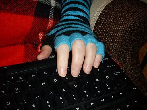 Fingerless gloves in my favorite color. Fingerless gloves
