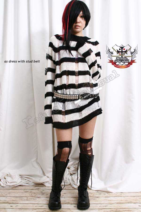 NANA Punk Ladder Sweater Jumper BABY ROSE PINK 6 STRIPE