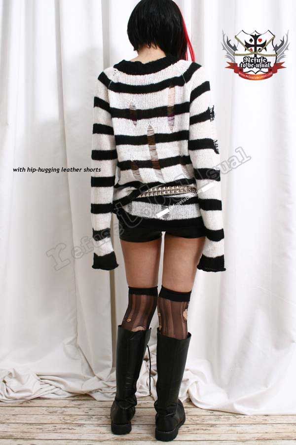 NANA Punk Ladder Sweater Jumper BABY ROSE PINK 6 STRIPE