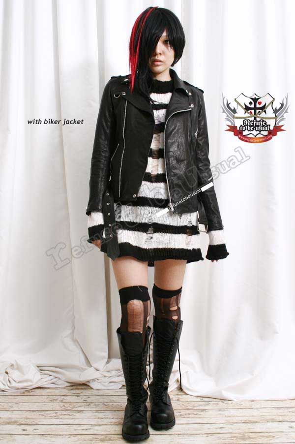 NANA Punk Ladder Sweater Jumper BABY ROSE PINK 6 STRIPE