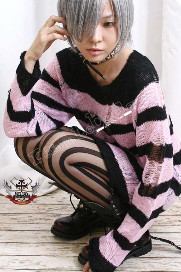 NANA Punk Ladder Sweater Jumper BABY ROSE PINK 6 STRIPE