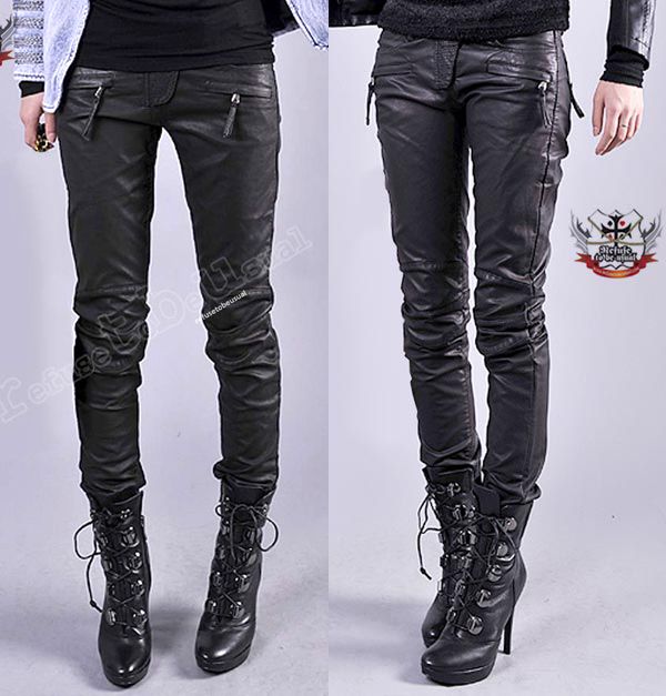 Punk-Armor-Biker-Motorcycle-Racing-Vegan-PU-Faux-Leather-Slim-Cigarette-Pants