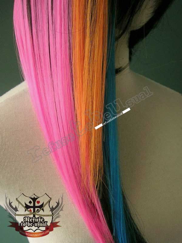 PUNK HAIR EXTENSION CRAZY MAD NEON WILD RAINBOW 4PC set eBay