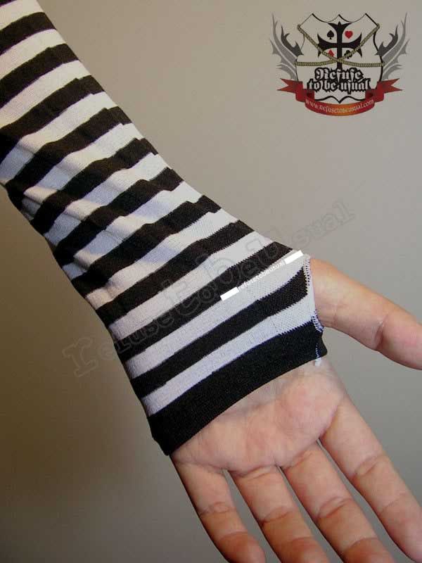 PUNK Rock EMO Elbow Glove Arm Warmer Black White Stripe | eBay