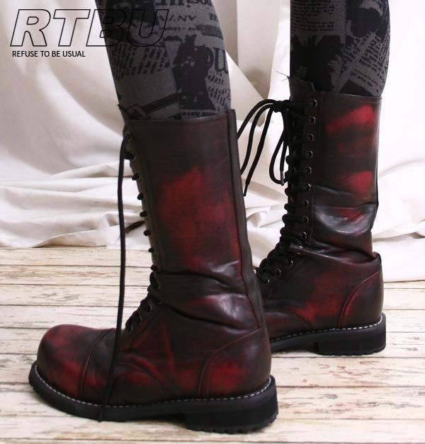 SALE-IN-STOCK-14-HOLE-MARTIN-BOOTS-ENGINEER-PUNK-BIKER-Maroon-38