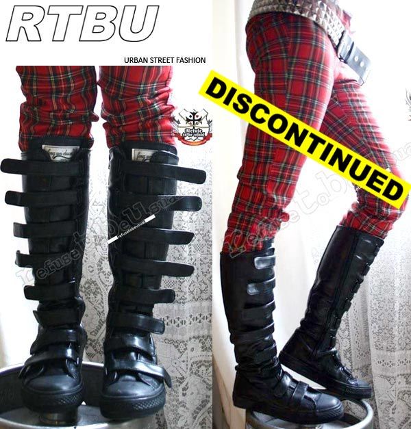 Robot-Goth-Punk-8-STRAP-Faux-Leather-knee-Sneaker-Boots