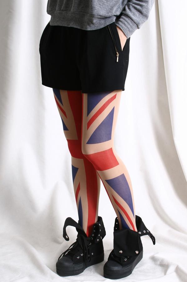 UK British Flag Punk Semi-Transclucent Nude Skin Beige 
