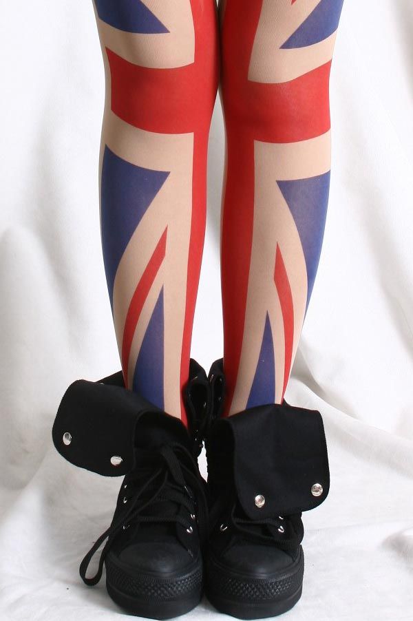 UK British Flag Punk Semi-Transclucent Nude Skin Beige 