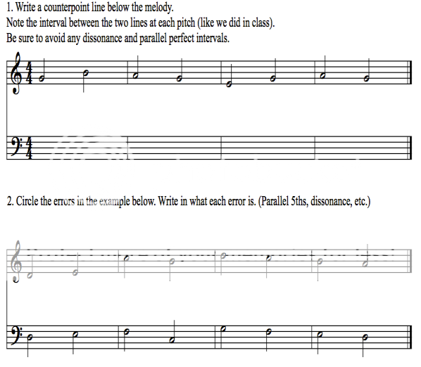 Solved Music Theory Counterpoint Species 1 Help with writing | Chegg.com