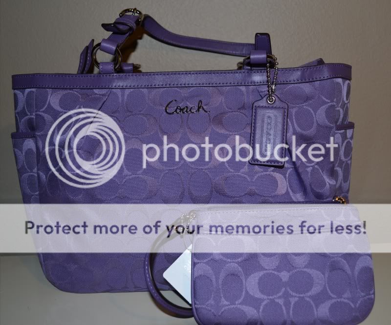 NWT Coach Signature Medium Tote Bag & Wristlet Set   Violet/Purple 