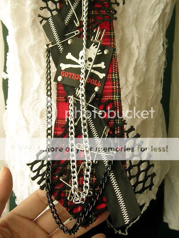 GOTHIC DOLL BOUTIQUE HANDCRAFT punk neck tie *RD TARTAN  