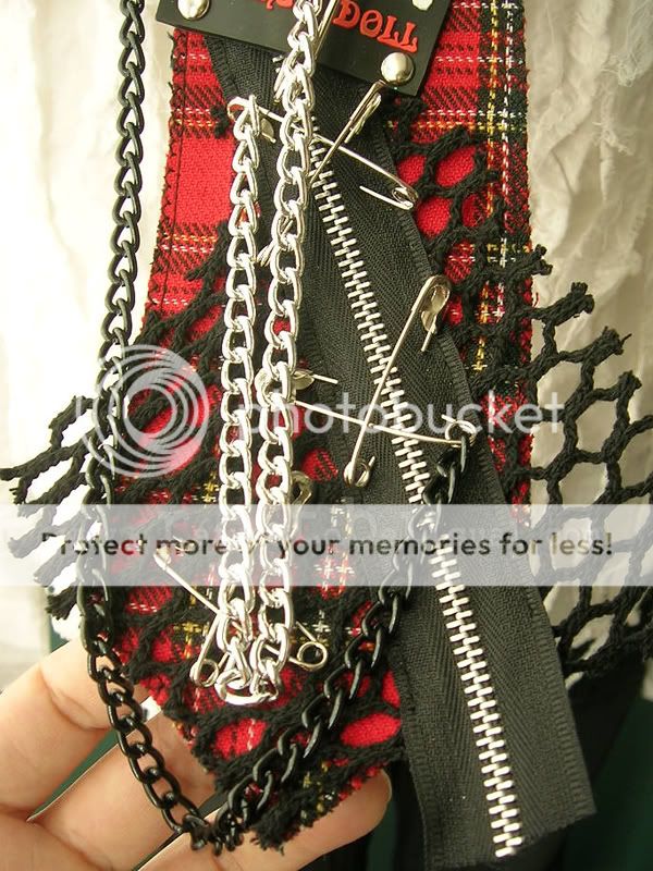 GOTHIC DOLL BOUTIQUE HANDCRAFT punk neck tie *RD TARTAN  