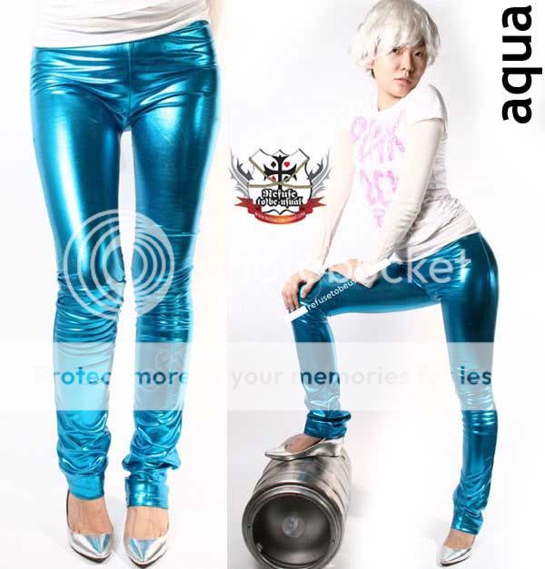 GLAM PUNK Metallic Shiny Spandex Leather SLOUCH LEGGING  