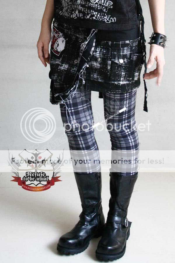 Punk Tartan/Plaid Cigarette PANTS THERMAL LEGGINGS XS/S