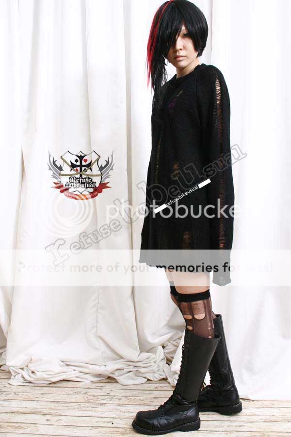 Punk Ladder Sweater Mohair Knit Pullover/Jumper Black F