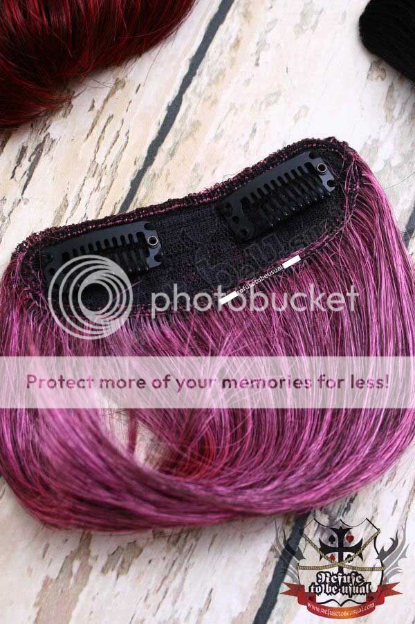 PUNK COSPLAY CYBER HAIR EXTENSION clip BANGS BERRY PINK  