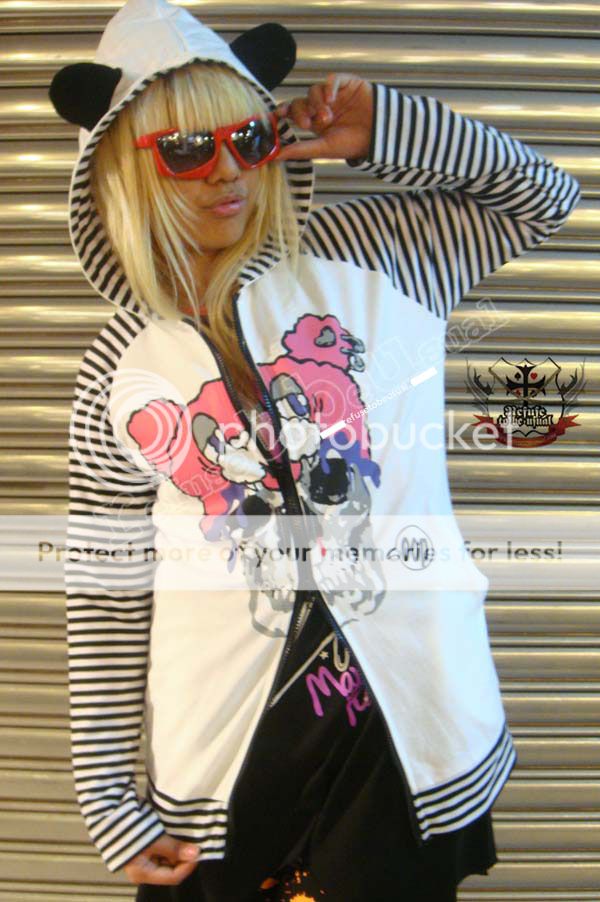 punk CUTE BEAR DISGUISE VICOUS SKULL hoody Jacket Parka  