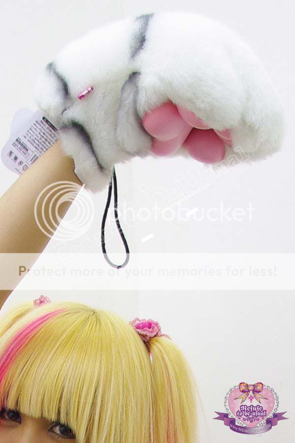 Kitty Cat Cosplay Fur PAW CLAW+Rubbery Pad GLOVE X1PAIR  