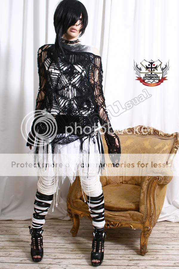 Gothic BAT SKIRT+CORSET CINCHER Fringe Garter Belt ★2PC  