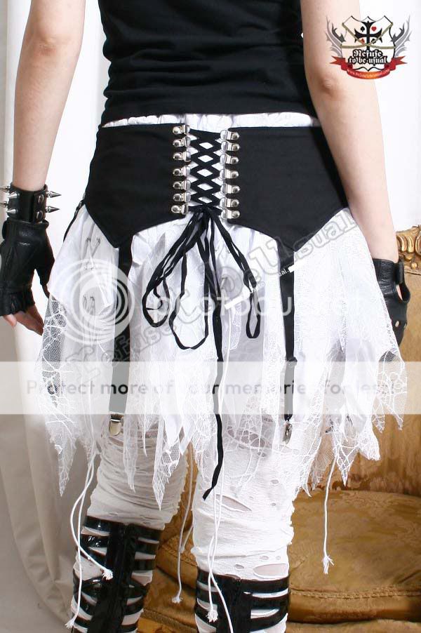 Gothic BAT SKIRT+CORSET CINCHER Fringe Garter Belt ★2PC