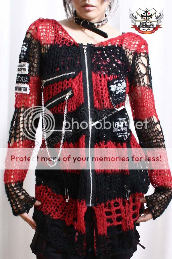 KERA Punk Loose Ladder Knit Sweater MOHAIR ZIP Cardigan  