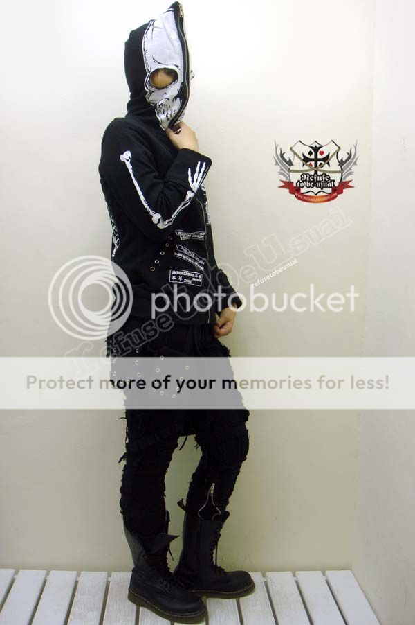 Punk 2hole Mask CRIMINAL ROBBER Hoody Skeleton Jacket L  