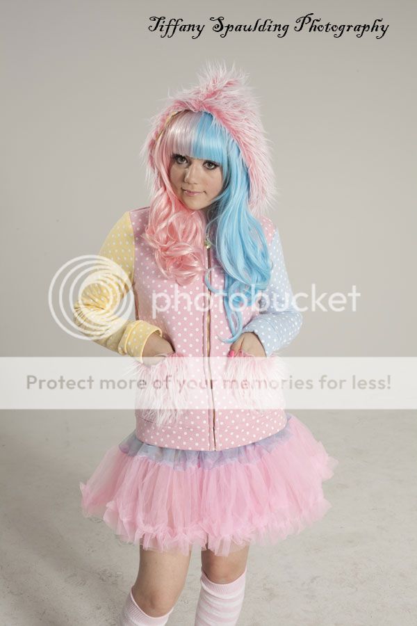 Japan Kawaii Decora Pastel Polkadot+Furry Hoody Jacket  