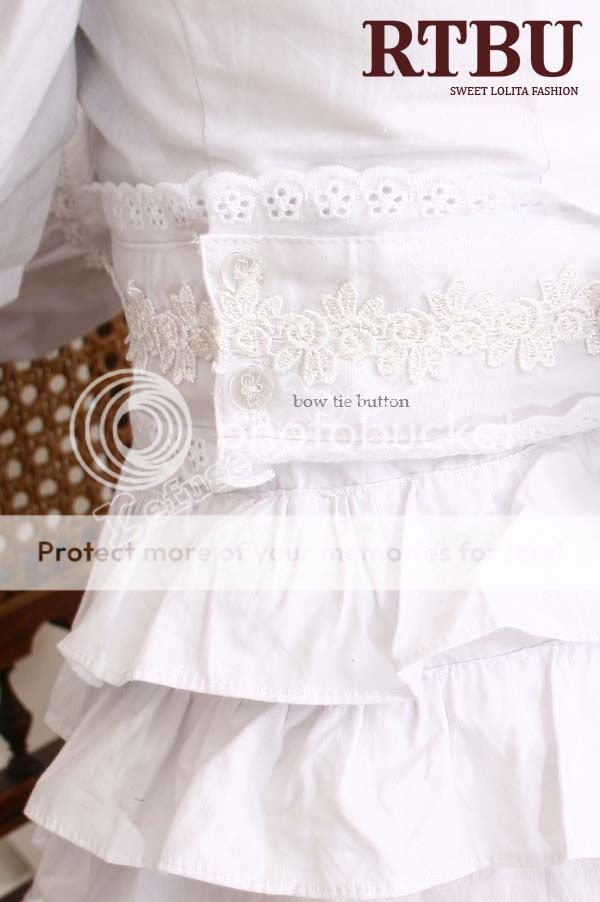 RTBU Shiro Loli Lolita 100% Cotton White Shirt+Sleeve M  