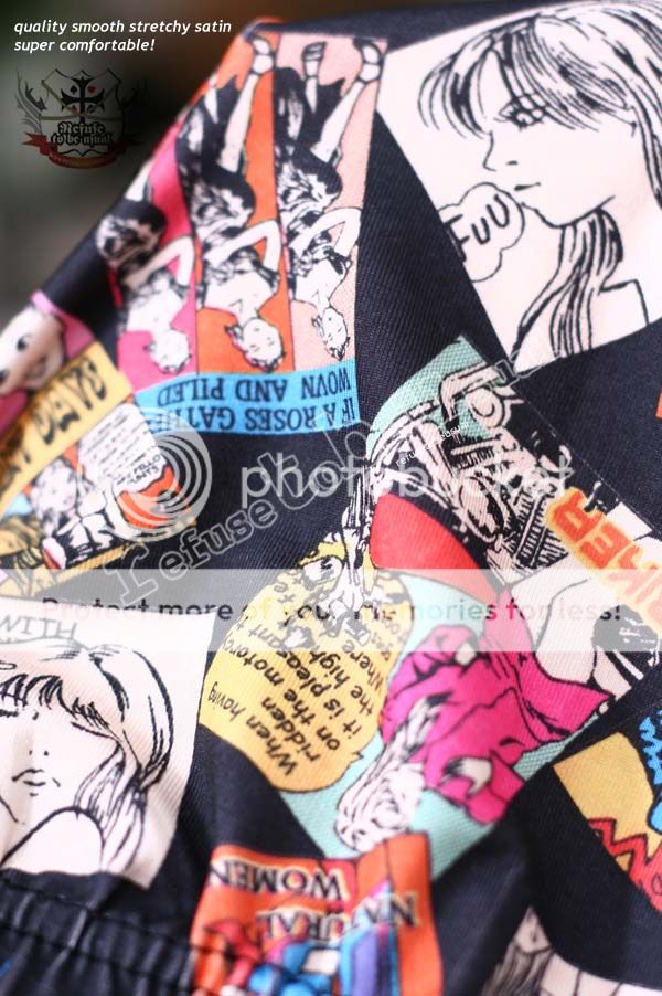 Punk emo URBAN POWER Comic Strip Cartoon Stamp Leggings  