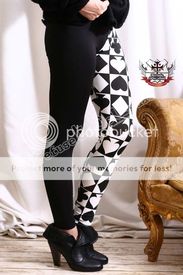 Punk Poker Spade ♥ Diamond Club Checker HALF Leggings  