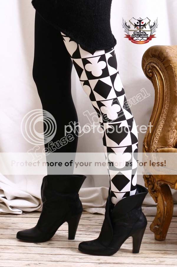 Punk Poker Spade ♥ Diamond Club Checker HALF Leggings  