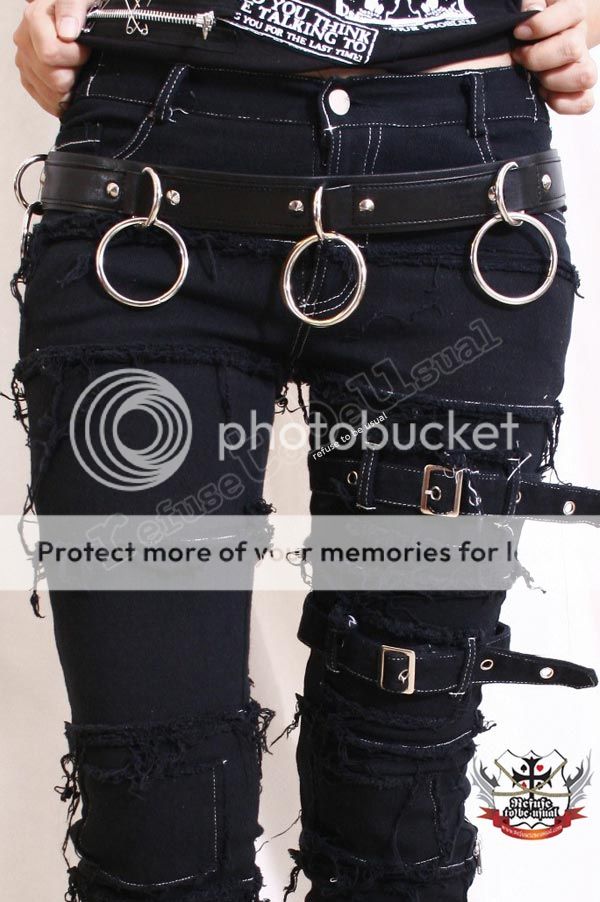 PUNK EMO Distressed Buckle Stretch Cigarette JEANS M/L  