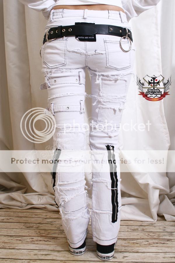 PUNK EMO Distressed Stretch Cigarette UNISEX JEANS L/XL  