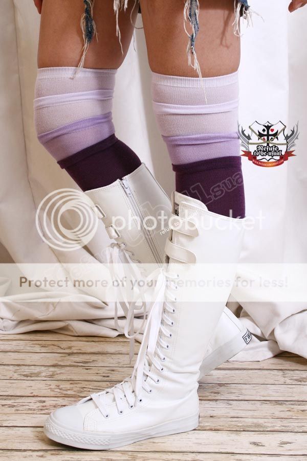 Thigh Knee Tiered PURPLE+Eggplan Gradient Stocking Sock  