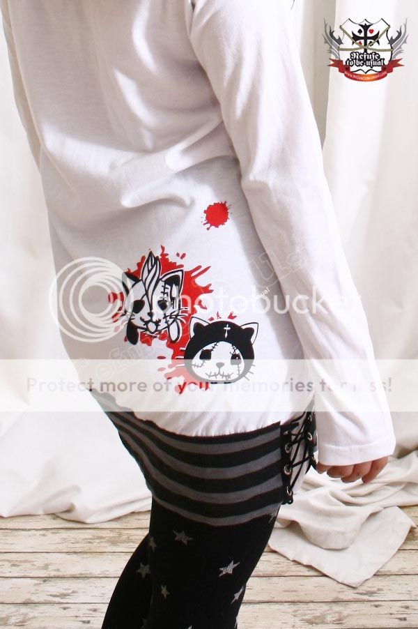 CUTiE Punk ANGRY KILLER KITTY CAT Ear Hoody DRESS SHIRT  