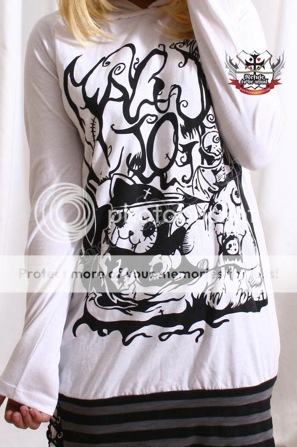 CUTiE Punk ANGRY KILLER KITTY CAT Ear Hoody DRESS SHIRT  