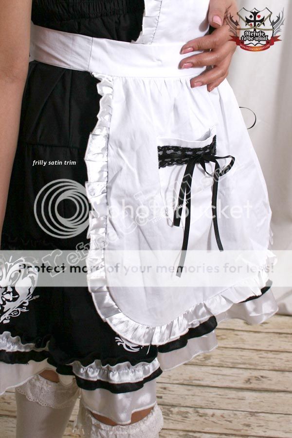 Lolita Maid Cosplay Apron BabyDoll Shirred Dress 7PC  