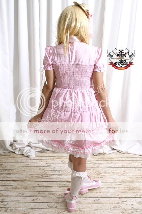 Lolita Maid Cosplay Apron Empire Princess Dress Pink 7P  