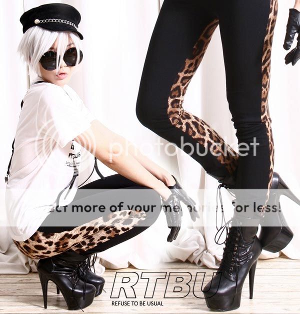RTBU Half Black/Cheetah Animal Skinny Straight Leg Cigarette Punk 