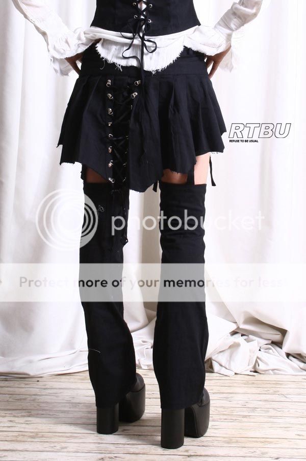 Gothic Lolita Punk EGL Suspender Pants+Corset LegWarmer+Pleated Kilt ...