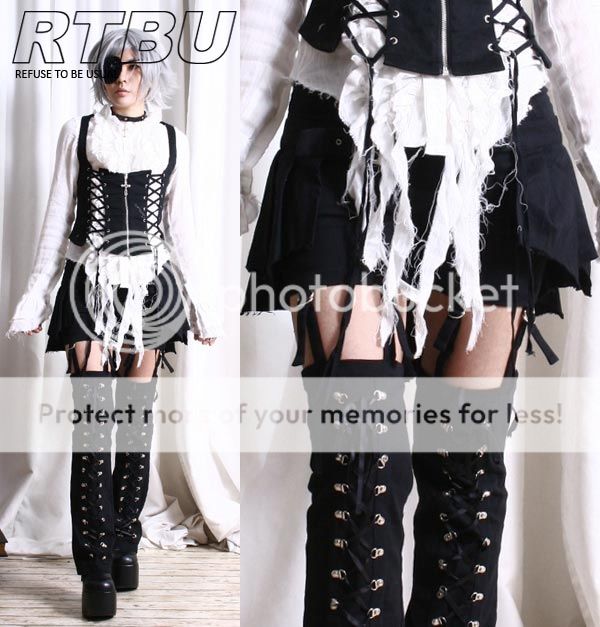 Gothic Lolita Punk EGL Suspender Pants+Corset LegWarmer+Pleated Kilt ...
