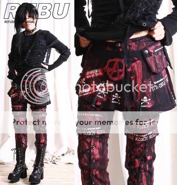 Toxic Acid Rust Corset Gear Pants Jean Pleated Skirt Hip Wrap