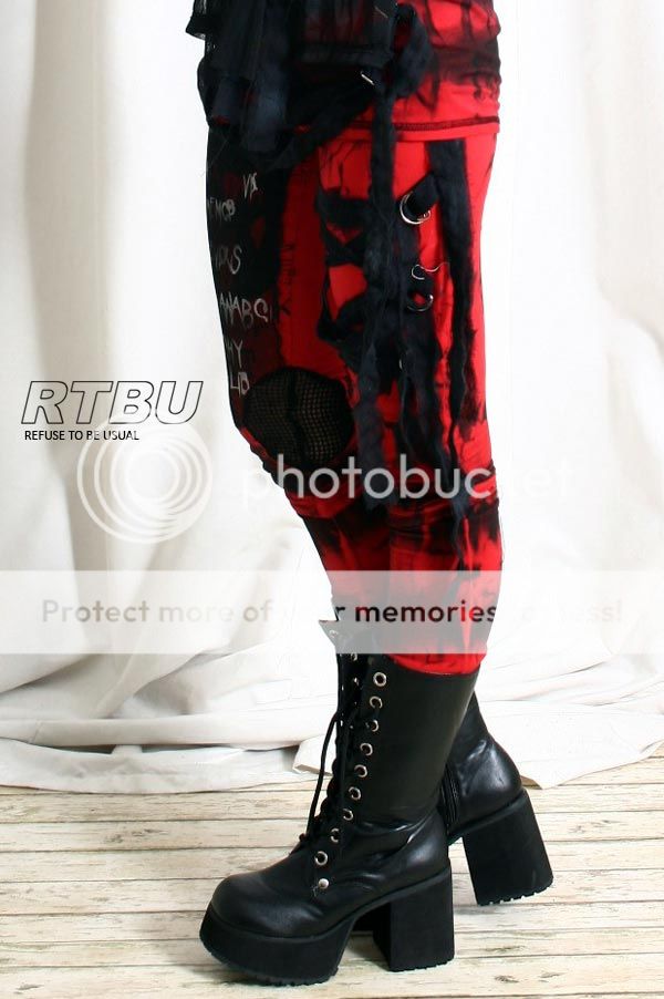 RTBU 2PC SET Top+Legging Smoked Tie Dye Fire Red Flame Gothic Punk ...