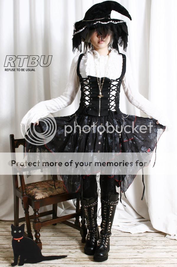 Gothic Lolita Raggedy Multi-Layer Drawstring Witch Gause Lace Picot ...