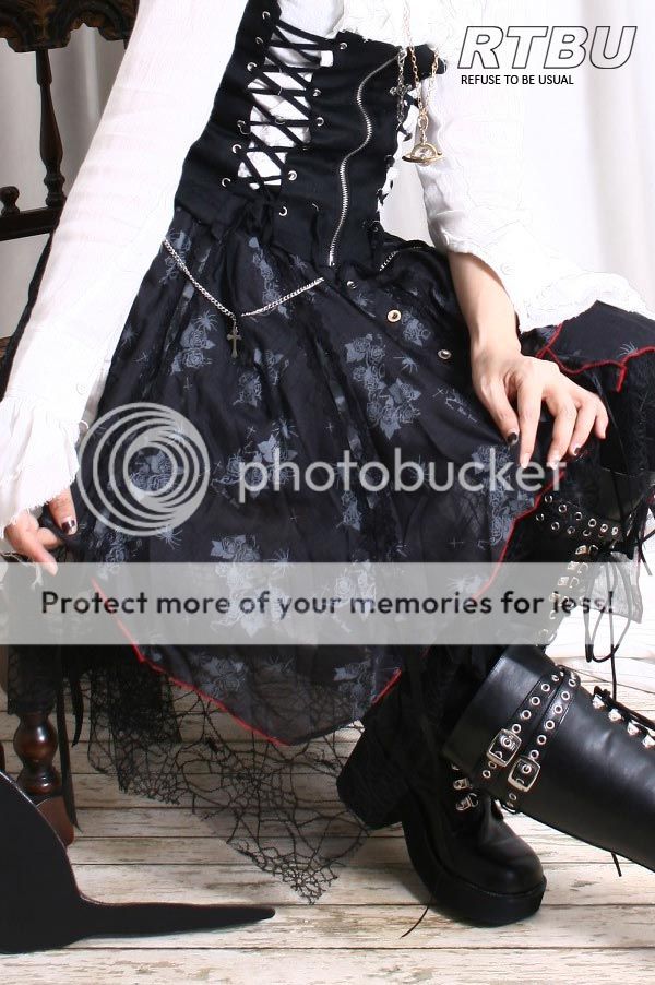 Gothic Lolita Raggedy Multi-Layer Drawstring Witch Gause Lace Picot ...