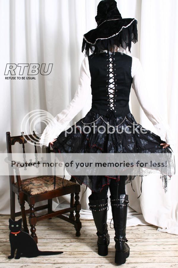 Gothic Lolita Raggedy Multi-Layer Drawstring Witch Gause Lace Picot ...